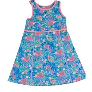 Tommy Bahama Active Girls Dress Blue Pink‎ Floral Print Size 7-8 Beach Travel